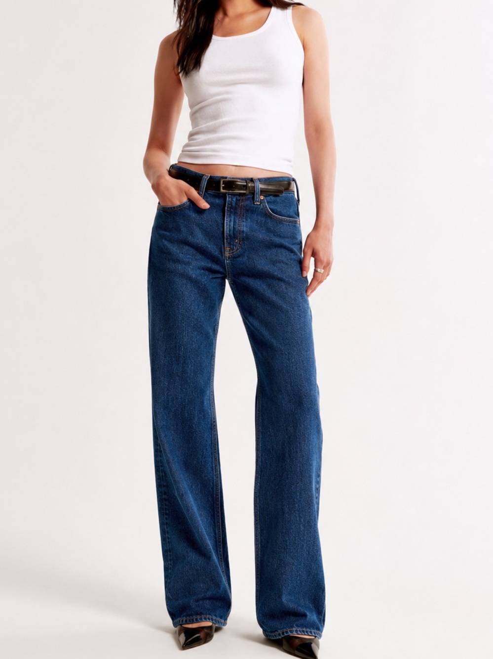 Abercrombie & Fitch Dark Blue High-Rise Straight Jeans